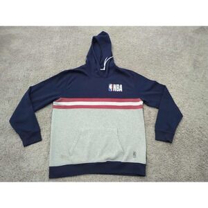 NBA Pullover Hoodie Mens 2XL Blue Gray Long Sleeve Pocket Logo Athletic
